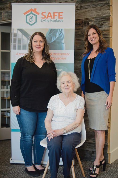 Canstar Community News May 23, 2018 - Margaret Restall (left) and her mother Helen (centre) benefitted from a new program called Safe Living Manitoba created by Tuxedo's Marnie Courage. (Danielle Da Silva/Canstar/Sou'wester)