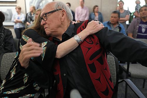 RUTH BONNEVILLE / WINNIPEG FREE PRESS


Unveiling of the Assiniboia Residential School display.

Assiniboia Residential School survivor, outspoken speaker and author of Broken Circle, The Dark Legacy of Indian Residential Schools, Theodore Fontaine, embraces his wife, Morgan, after speaking to group of City of Winnipeg workers on the Main floor of the Susan A Thompson Building across from City Hall Monday.

See Kevin Rollason's story.  

June 4,  2018
