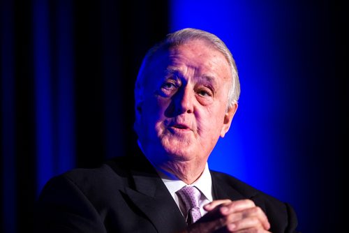 MIKAELA MACKENZIE / WINNIPEG FREE PRESS
Former Prime Minister Brian Mulroney speaks with Peter Mansbridge at a gala celebrating the opening of the Mandela exhibition at the Canadian Museum for Human Rights in Winnipeg on Monday, June 4, 2018. 
Mikaela MacKenzie / Winnipeg Free Press 2018.