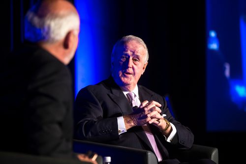 MIKAELA MACKENZIE / WINNIPEG FREE PRESS
Former Prime Minister Brian Mulroney speaks with Peter Mansbridge at a gala celebrating the opening of the Mandela exhibition at the Canadian Museum for Human Rights in Winnipeg on Monday, June 4, 2018. 
Mikaela MacKenzie / Winnipeg Free Press 2018.