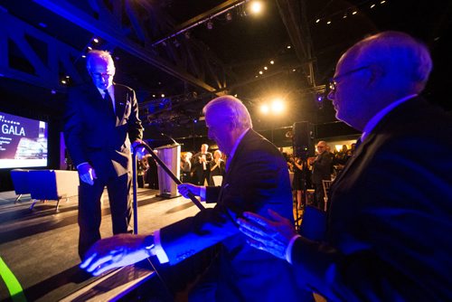 MIKAELA MACKENZIE / WINNIPEG FREE PRESS
Former Prime Minister Brian Mulroney walks up to the stage before speaking at a gala celebrating the opening of the Mandela exhibition at the Canadian Museum for Human Rights in Winnipeg on Monday, June 4, 2018. 
Mikaela MacKenzie / Winnipeg Free Press 2018.