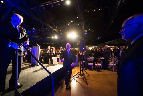 MIKAELA MACKENZIE / WINNIPEG FREE PRESS
Former Prime Minister Brian Mulroney walks up to the stage before speaking at a gala celebrating the opening of the Mandela exhibition at the Canadian Museum for Human Rights in Winnipeg on Monday, June 4, 2018. 
Mikaela MacKenzie / Winnipeg Free Press 2018.