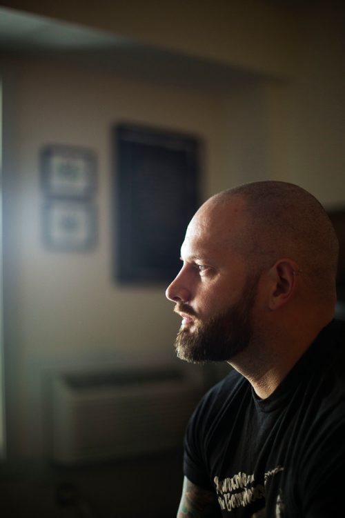 MIKAELA MACKENZIE / WINNIPEG FREE PRESS
Jeff Bromley, who released his first book of poetry, Feast, earlier this spring, poses in his home in Winnipeg on Tuesday, June 5, 2018. It was a best-seller at McNally in March and has shipped copies as far as New Zealand and Iraq. 
Mikaela MacKenzie / Winnipeg Free Press 2018.