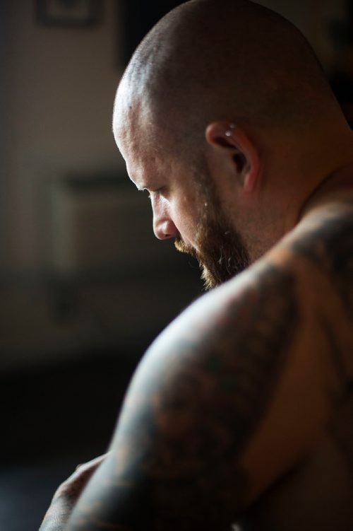 MIKAELA MACKENZIE / WINNIPEG FREE PRESS
Jeff Bromley, who released his first book of poetry, Feast, earlier this spring, poses in his home in Winnipeg on Tuesday, June 5, 2018. It was a best-seller at McNally in March and has shipped copies as far as New Zealand and Iraq. 
Mikaela MacKenzie / Winnipeg Free Press 2018.