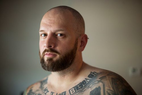 MIKAELA MACKENZIE / WINNIPEG FREE PRESS
Jeff Bromley, who released his first book of poetry, Feast, earlier this spring, poses in his home in Winnipeg on Tuesday, June 5, 2018. It was a best-seller at McNally in March and has shipped copies as far as New Zealand and Iraq. 
Mikaela MacKenzie / Winnipeg Free Press 2018.