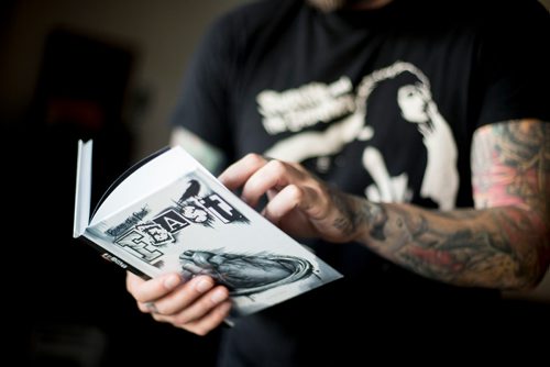 MIKAELA MACKENZIE / WINNIPEG FREE PRESS
Jeff Bromley, who released his first book of poetry, Feast, earlier this spring, poses in his home in Winnipeg on Tuesday, June 5, 2018. It was a best-seller at McNally in March and has shipped copies as far as New Zealand and Iraq. 
Mikaela MacKenzie / Winnipeg Free Press 2018.