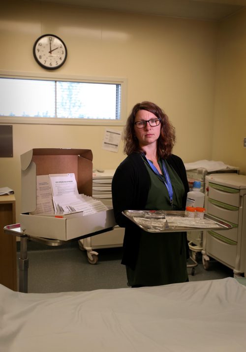 RUTH BONNEVILLE / WINNIPEG FREE PRESS


49.8 - SEX ASSAULT AWARENESS 

Photo of Nurse, Tracy Abraham, with items set out on a tray from a IERHA Sexual Assault Supple Kit and a Forensic Collection kit provided by the RCMP with step by step instructions, in an emergency room at  the Selkirk Regional Health Centre on Tuesday. 

Jane Gerster  | Health Reporter




June 5,  2018
