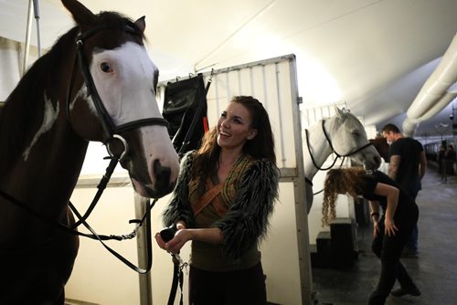RUTH BONNEVILLE / WINNIPEG FREE PRESS

Cavalia Odysseo

Feature on Day in the life of a professional rider and her horse.  Photos shadowing  a Odysseo rider, Chelsea Jordan, and her horse Utah (brown) and other horses as they get ready for the show   prepping for the performance, makeup, hair, costume, rehearsals, pre-show rituals with rider/horse, some shots of show during water scene and  post-show wind down, shower, groom and treat time. 
Photos taken on May 31, 2018.


See Erin Lebar story
June 5,  2018
