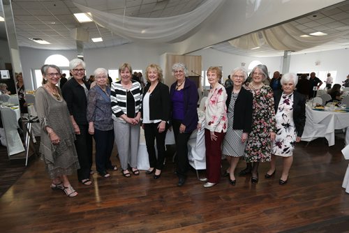 JASON HALSTEAD / WINNIPEG FREE PRESS

L-R: Library supporters Helene Bulger, Doris Holland, Suzanne Schrofel, Alice Pelletier, Christine Schneider, Wendy Richardson, Ruth Daun and Peggy Mahon at the Books and Brunch fundraiser for Friends of the Winnipeg Public Library at The Gates on Roblin on May 6, 2018. (See Social Page)