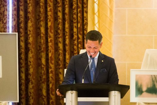 MIKAELA MACKENZIE / WINNIPEG FREE PRESS
Mayor Brian Bowman speaks at the Mayor's Luncheon for the Arts in Winnipeg on Wednesday, June 6, 2018.
Mikaela MacKenzie / Winnipeg Free Press 2018.