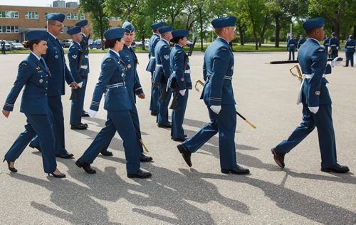 MIKE DEAL / WINNIPEG FREE PRESS
Brigadier-General Sean Boyle, Deputy Commander 1 Canadian Air Division reviews the contingent of the RCAF during one of their final practices at 17 Wing Winnipeg before heading to London to perform Public Duties for Her Majesty Queen Elizabeth II from June 25th to July 15th.
180608 - Friday, June 08, 2018.