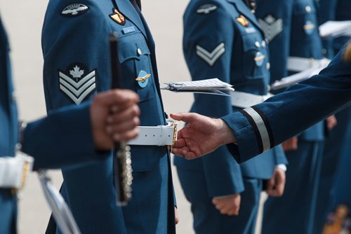 MIKE DEAL / WINNIPEG FREE PRESS
Brigadier-General Sean Boyle, Deputy Commander 1 Canadian Air Division reviews the contingent of the RCAF during one of their final practices at 17 Wing Winnipeg before heading to London to perform Public Duties for Her Majesty Queen Elizabeth II from June 25th to July 15th.
180608 - Friday, June 08, 2018.