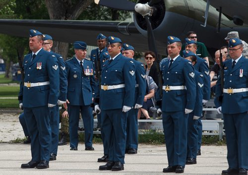 MIKE DEAL / WINNIPEG FREE PRESS
Brigadier-General Sean Boyle, Deputy Commander 1 Canadian Air Division reviews the contingent of the RCAF during one of their final practices at 17 Wing Winnipeg before heading to London to perform Public Duties for Her Majesty Queen Elizabeth II from June 25th to July 15th.
180608 - Friday, June 08, 2018.