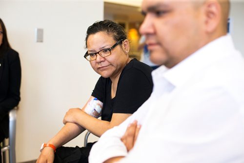 MIKAELA MACKENZIE / WINNIPEG FREE PRESS
Melodie Harper and her husband, Vernon, discuss the treatment of First Nations in the medical system while at the Grace Hospital in Winnipeg on Wednesday, June 6, 2018. Melodie is still struggling with pain, and isn't able to access the care that she needs at home.
Mikaela MacKenzie / Winnipeg Free Press 2018.