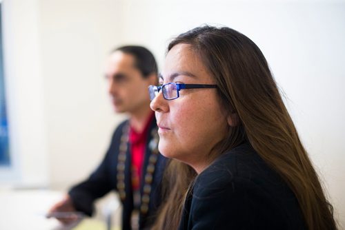 MIKAELA MACKENZIE / WINNIPEG FREE PRESS
MLA Judy Klassen discusses the treatment of First Nations in the medical system while at the Grace Hospital in Winnipeg on Wednesday, June 6, 2018. Melodie is still struggling with pain, and isn't able to access the care that she needs at home.
Mikaela MacKenzie / Winnipeg Free Press 2018.