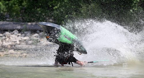 TREVOR HAGAN / WINNIPEG FREE PRESS
Alex Martin, 18, here at FortWhyte during the MEC Paddlefest, will be attempting a solo kayak trip around Lake Winnipeg later this summer, Sunday, June 10, 2018.