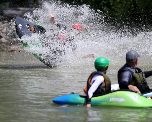 TREVOR HAGAN / WINNIPEG FREE PRESS
Alex Martin, 18, here at FortWhyte during the MEC Paddlefest, will be attempting a solo kayak trip around Lake Winnipeg later this summer, Sunday, June 10, 2018.