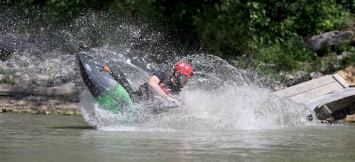 TREVOR HAGAN / WINNIPEG FREE PRESS
Alex Martin, 18, here at FortWhyte during the MEC Paddlefest, will be attempting a solo kayak trip around Lake Winnipeg later this summer, Sunday, June 10, 2018.