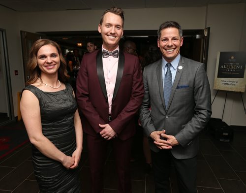 JASON HALSTEAD / WINNIPEG FREE PRESS

L-R: Tracy Bowman, Shayne Reitmeier (Outstanding Young Alumni Award recipient) and Mayor Brian Bowman at the University of Manitoba's Distinguished Alumni Awards Celebration of Excellence at the Metropolitan Entertainment Centre on May 10, 2018. (See Social Page)