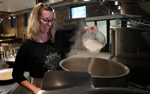 RUTH BONNEVILLE / WINNIPEG FREE PRESS


NTERSECTION - Wolseley Kombucha

Photos of Michelle Leclair, owner of Wolseley Kombucha at Kitchen Sync commercial kitchen where she makes her Kombucha.  
Some of the ingredients that go into making Kombucha are: tea, Soby (gooey, cream coloured blob for the fermentation) and cane sugar, just to name a few. 

Wolseley Kombucha, the city's first locally-brewed kombucha biz. Michelle started making kombucha a few years ago, and, after having a pour station at her home in Wolseley, branched out and now sells her fermented tea at a no. of spots around the city, with more being added all the time. She also teaches workshops to adults and kids, how to make kombucha, and has a busy summer planned, with scheduled appearances at a number of open-air markets and music festivals. 

DAVE SANDERSON STORY

June 11,  2018
