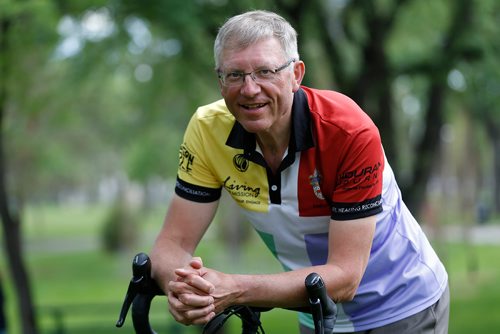 JOHN WOODS / WINNIPEG FREE PRESS
Anglican Bishop Robert Hardwick, who is cycling across Canada for healing and reconciliation with indigenous people, is photographed at the Truth and Reconciliation Healing Garden Monday, June 11, 2018.