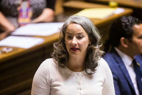 MIKAELA MACKENZIE / WINNIPEG FREE PRESS
MLA Nahanni Fontaine speaks during question period in the Manitoba Legislative Chamber in Winnipeg on Wednesday, June 13, 2018. 
Mikaela MacKenzie / Winnipeg Free Press 2018.