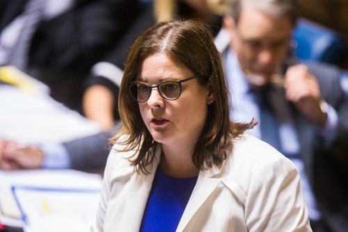 MIKAELA MACKENZIE / WINNIPEG FREE PRESS
MLA Heather Stefanson speaks during question period in the Manitoba Legislative Chamber in Winnipeg on Wednesday, June 13, 2018. 
Mikaela MacKenzie / Winnipeg Free Press 2018.