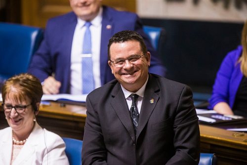 MIKAELA MACKENZIE / WINNIPEG FREE PRESS
MLA Jeff Wharton speaks during question period in the Manitoba Legislative Chamber in Winnipeg on Wednesday, June 13, 2018. 
Mikaela MacKenzie / Winnipeg Free Press 2018.