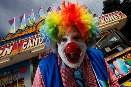 PHIL HOSSACK / WINNIPEG FREE PRESS -  DooDoo the clown aka Shane Farberman at the Ex grounds Wednesday afternoon. Maggie Macintosh story. - June 13, 2018