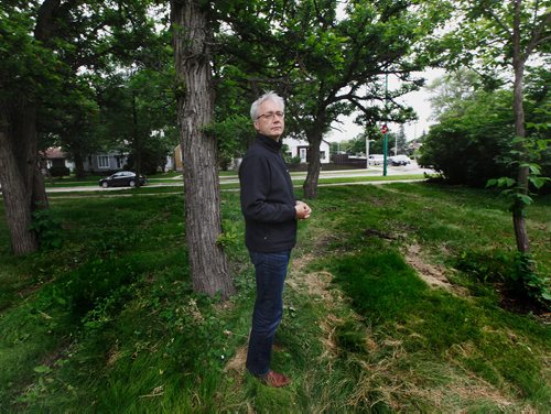 PHIL HOSSACK / WINNIPEG FREE PRESS - Ken Klassen poses in a vacant lot near his home, it's also in the way of the St James Bridge expansion. While a similar lot across the lane from this is well kept by the city, this one is seldom mowed and trash piles up. SOme of the issues he talked about with Aldo Santin. See that story.- June 14, 2018