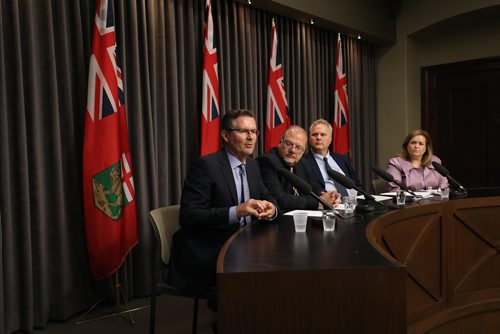 RUTH BONNEVILLE / WINNIPEG FREE PRESS


Ian Shaw,, transformation management leader talks to the media about the layout of the Health System Transformation Blueprint to the media with Health, Minister Kelvin Goertzen, Dr. Brock Wright, CEO, Shared Health and Ms. Karen Herd, CA Deputy Minister of Health at the Legislative Building Thursday. 



June 14, 2018
