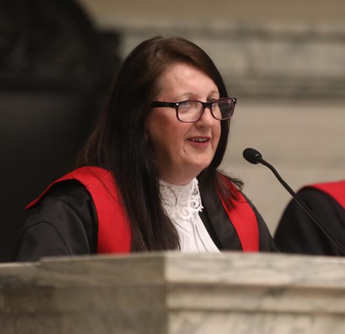 RUTH BONNEVILLE / WINNIPEG FREE PRESS

The Honourable Margaret Wiebe Chief, Judge of the Provincial Court of Manitoba, looks on beside him during swearing-in ceremony.
File art of judge. 


June 15, 2018


June 15, 2018
