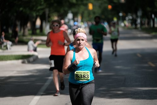 Daniel Crump / Winnipeg Free Press. A member of Type A's + Jo keeps a steady pace during the Marathon Relay. The 40th Manitoba Marathon, Sunday, June 17, 2018.