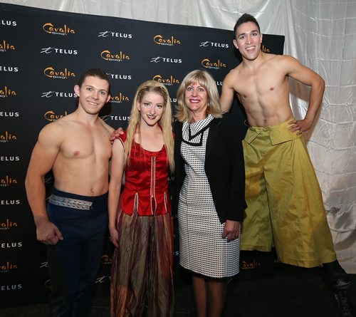 JASON HALSTEAD / WINNIPEG FREE PRESS

Odysseo performers pose with Manitoba Minister of Sport, Culture and Heritage Cathy Cox (third from left) in the Rendez-Vous VIP tent at the special premiere of Cavalia's Odysseo on May 15, 2018. (See Social Page)