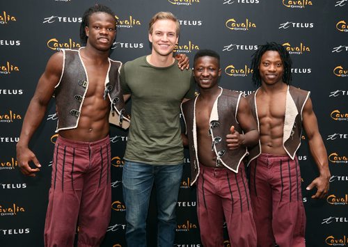 JASON HALSTEAD / WINNIPEG FREE PRESS

L-R: Mohamed Conte (Odysseo performer), Glee actor Marshall Williams, Mohamed Sylla (Odysseo performer) and Alseny Camara (Odysseo performer) at the special premiere of Cavalia's Odysseo on May 15, 2018. (See Social Page)
