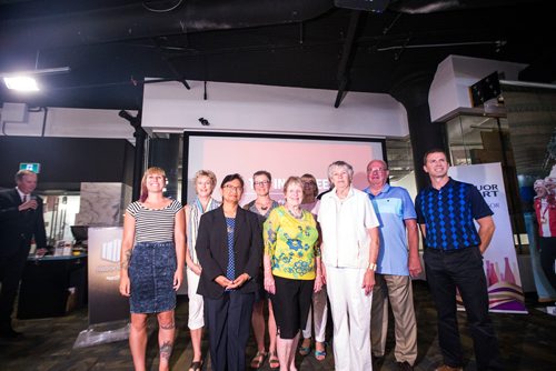 MIKAELA MACKENZIE / WINNIPEG FREE PRESS
The Manitoba Sports Hall of Fame 2018 inductees pose for a group photo at a media event in Winnipeg on Monday, June 18, 2018. 
Mikaela MacKenzie / Winnipeg Free Press 2018.