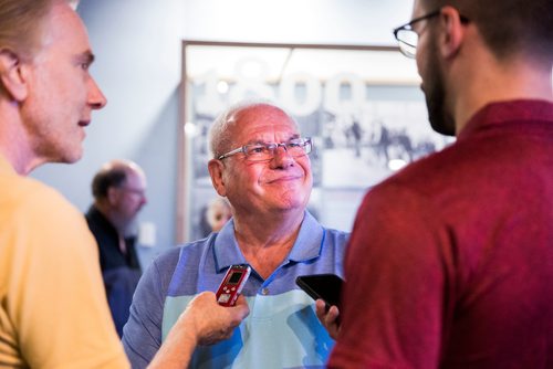 MIKAELA MACKENZIE / WINNIPEG FREE PRESS
Manitoba Sports Hall of Fame 2018 inductee Joe Daley speaks with the media at an event in Winnipeg on Monday, June 18, 2018. 
Mikaela MacKenzie / Winnipeg Free Press 2018.