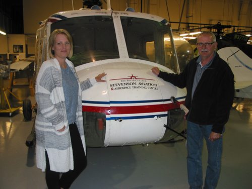 Canstar Community News June 11, 2018 - (From left) Wendy Bartinski and instructor Gary Vanderzweep stand next to one of the aircraft that students work on during their apprenticeship training at Red River College's Stevenson campus - Aviation and Aerospace at Southport. (ANDREA GEARY/CANSTAR COMMUNITY NEWS)