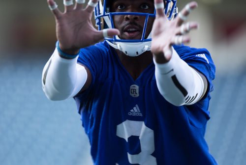 ANDREW RYAN / WINNIPEG FREE PRESS Winnipeg Blue Bombers Kevin Fogg (3) in practice action on June 19, 2018.