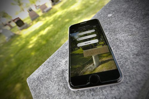 JOHN WOODS / WINNIPEG FREE PRESS
iCemetery, an app that allows for searching city cemetery burial plots, is photographed at Transcona Cemetery in Winnipeg Tuesday, June 19, 2018. Transcona is the only cemetery loaded so far and the app is available for download.

