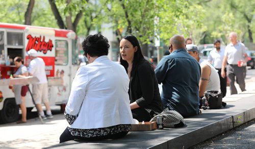 RUTH BONNEVILLE / WINNIPEG FREE PRESS

Photo of people sitting on benches on their lunch hour on Broadway Wednesday.   
Story on how people spend their lunch hour, by themselves at their desk or leaving their workplace and spending it with others.   New study that found 64 per cent of working Canadians believe eating lunch with their colleagues makes their day more enjoyable, yet 42 per cent eat lunch alone every day. 



Maggie Macintosh story.

June 20, 2018
