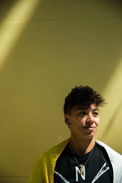 MIKAELA MACKENZIE / WINNIPEG FREE PRESS
Inuk Maxine Angoo poses for a portrait during Indigenous Peoples Day festivities at the University of Manitoba Bannatyne campus in Winnipeg on Thursday, June 21, 2018. 
Mikaela MacKenzie / Winnipeg Free Press 2018.