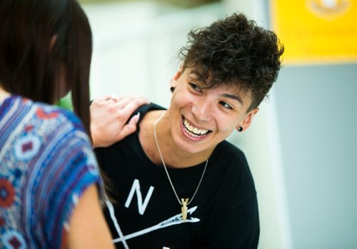 MIKAELA MACKENZIE / WINNIPEG FREE PRESS
Inuk Maxine Angoo demonstrates Inuit games at Indigenous Peoples Day festivities at the University of Manitoba Bannatyne campus in Winnipeg on Thursday, June 21, 2018. 
Mikaela MacKenzie / Winnipeg Free Press 2018.