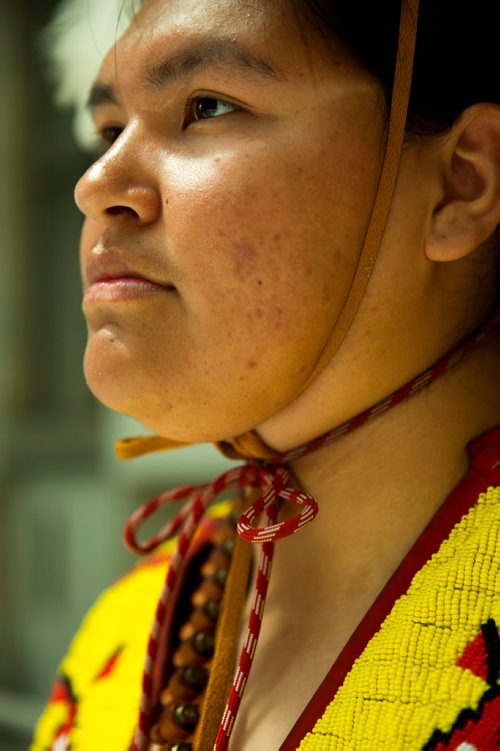 MIKAELA MACKENZIE / WINNIPEG FREE PRESS
Traditional dancer Evan Bird poses for a portrait after Indigenous Peoples Day festivities at the University of Manitoba Bannatyne campus in Winnipeg on Thursday, June 21, 2018. 
Mikaela MacKenzie / Winnipeg Free Press 2018.