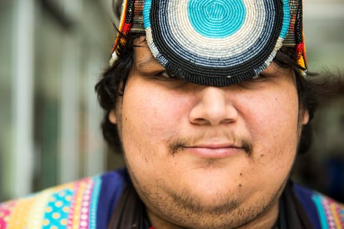 MIKAELA MACKENZIE / WINNIPEG FREE PRESS
Grass dancer Wayne Ruby poses for a portrait after Indigenous Peoples Day festivities at the University of Manitoba Bannatyne campus in Winnipeg on Thursday, June 21, 2018. 
Mikaela MacKenzie / Winnipeg Free Press 2018.