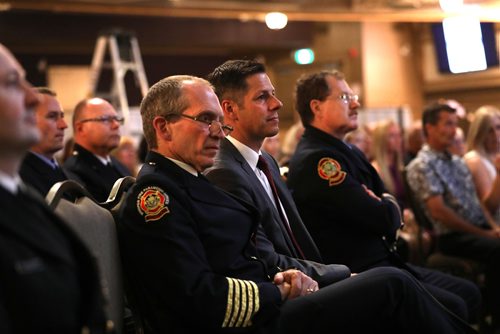 RUTH BONNEVILLE / WINNIPEG FREE PRESS


Fire Paramedic Service Chief John Lane, Mayor Brian Bowman and Alex Forrest (United Firefighters of Winnipeg President), sit together in the front row at the Winnipeg Fire Paramedic Service
Firefighter Recruit Class #1802 at The Metropolitan Entertainment Centre Friday.  

Fifteen firefighter recruits graduate from Winnipeg Fire Paramedic Services 10-week orientation and training period.


See Ryan Thorpe story.

June 22, 2018
