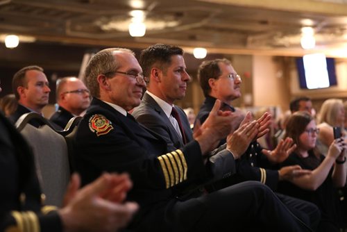 RUTH BONNEVILLE / WINNIPEG FREE PRESS


Fire Paramedic Service Chief John Lane, Mayor Brian Bowman and Alex Forrest (United Firefighters of Winnipeg President), sit together in the front row at the Winnipeg Fire Paramedic Service
Firefighter Recruit Class #1802  graduation at The Metropolitan Entertainment Centre Friday.  

Fifteen firefighter recruits graduate from Winnipeg Fire Paramedic Services 10-week orientation and training period.


See Ryan Thorpe story.

June 22, 2018
