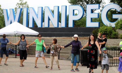 TREVOR HAGAN / WINNIPEG FREE PRESS
A Circle Dance, during Indigenous Day Live at The Forks, Saturday, June 23, 2018.