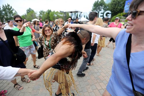 TREVOR HAGAN / WINNIPEG FREE PRESS
A Circle Dance, during Indigenous Day Live at The Forks, Saturday, June 23, 2018.