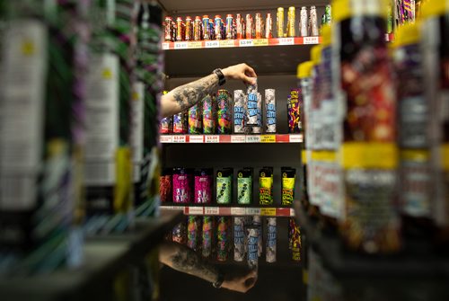 ANDREW RYAN / WINNIPEG FREE PRESS An employee adjusts a single firework at the Red Bomb Fireworks customer store in Selkirk on June 26, 2018.